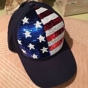 Sequined American flag cap
